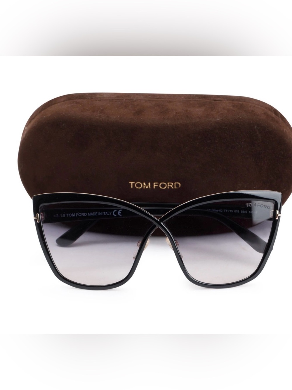 Tom Ford Sandrine Black Oversized Sunglasses With Box & Case